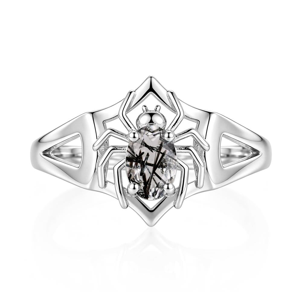 Gothic Rose Quartz Dark Spider Ring - LUO Jewelry #gemstone_Black Rutilated Quartz