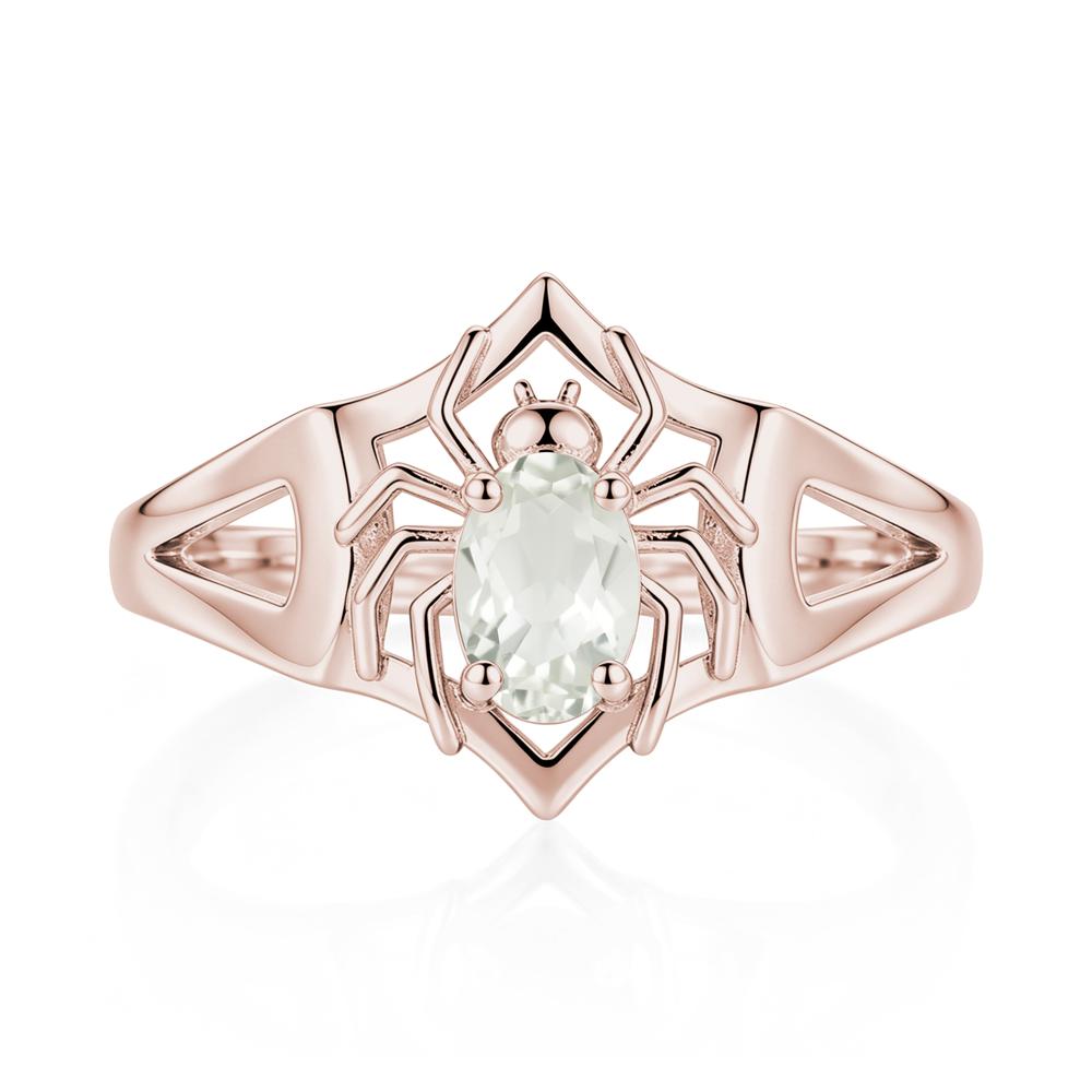 Gothic Rose Quartz Dark Spider Ring - LUO Jewelry #gemstone_Green Amethyst
