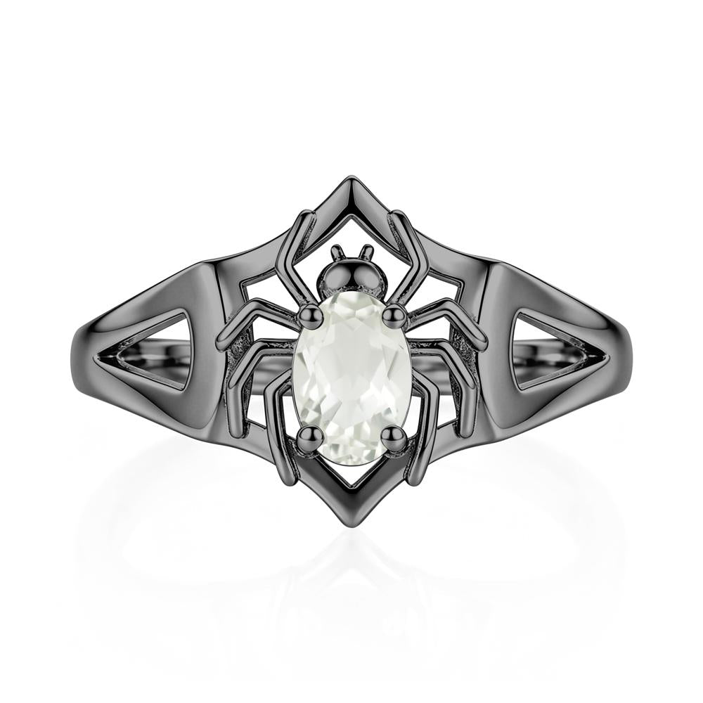 Gothic Rose Quartz Dark Spider Ring - LUO Jewelry #gemstone_Green Amethyst