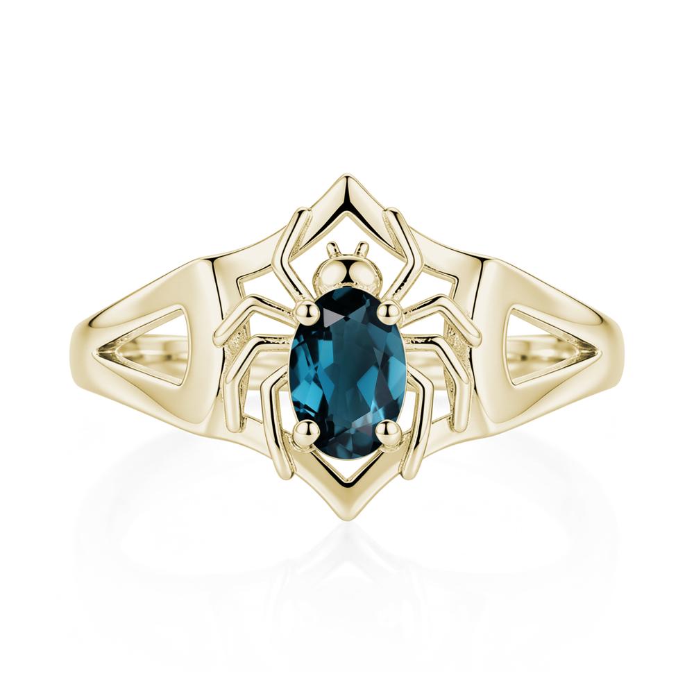 Gothic Rose Quartz Dark Spider Ring - LUO Jewelry #gemstone_London Blue Topaz