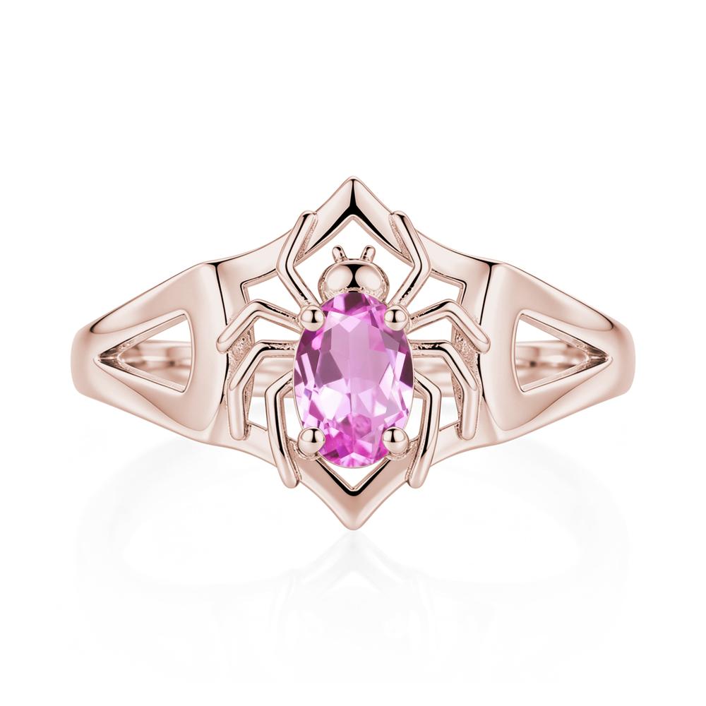 Gothic Rose Quartz Dark Spider Ring - LUO Jewelry #gemstone_Pink Sapphire
