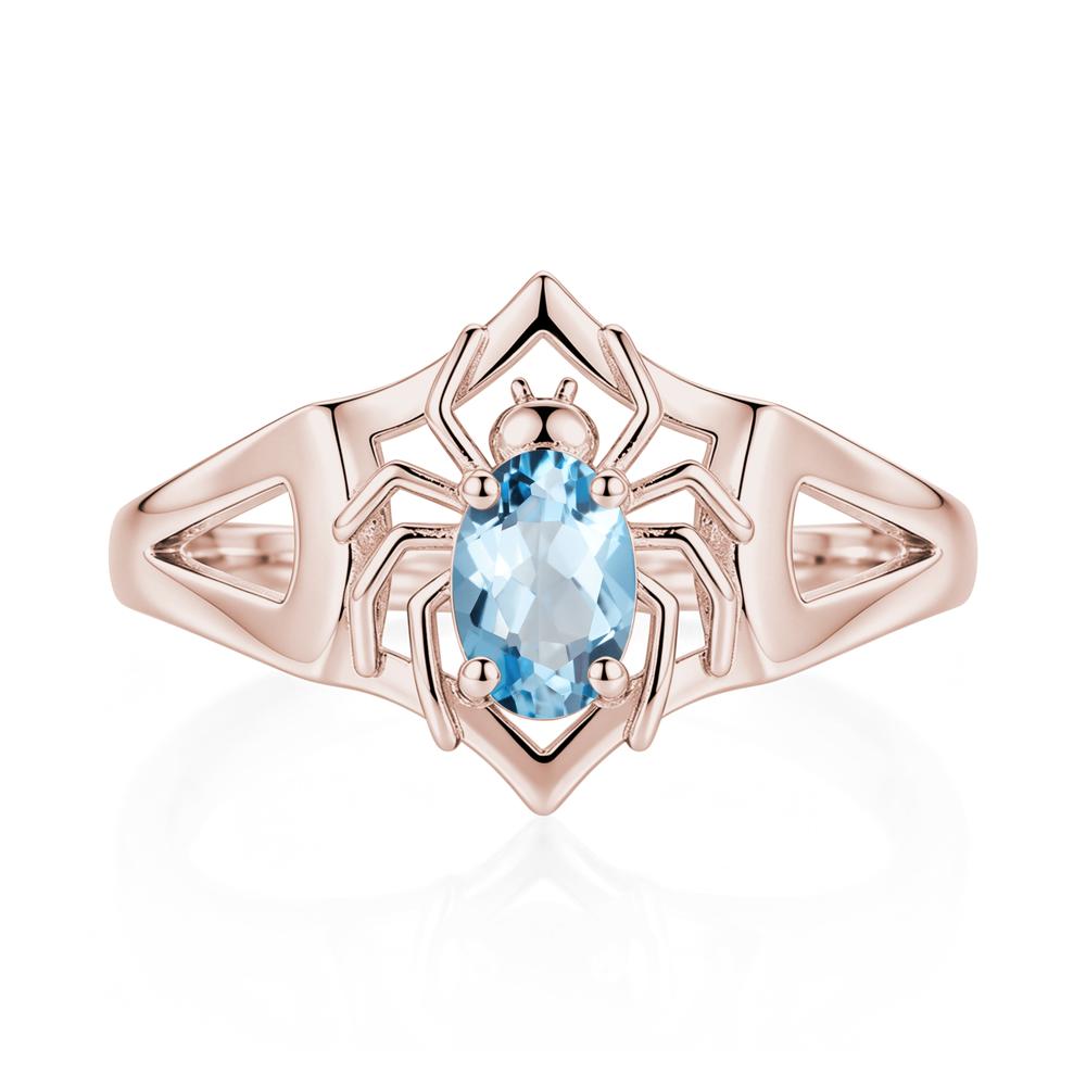 Gothic Rose Quartz Dark Spider Ring - LUO Jewelry #gemstone_Swiss Blue Topaz