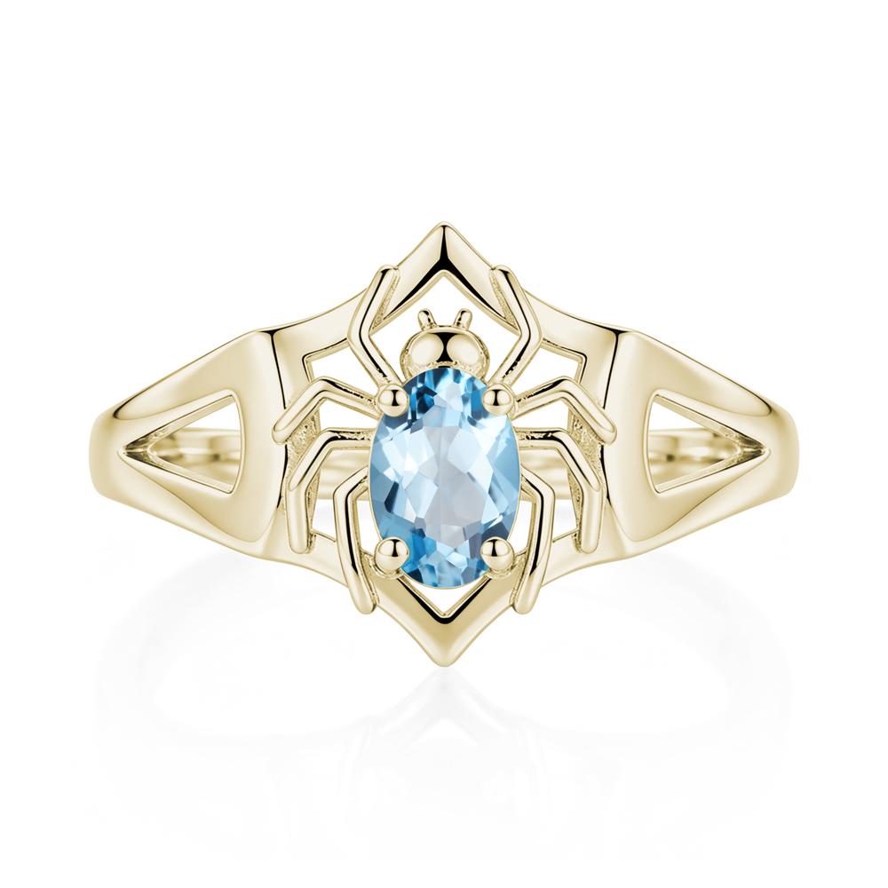 Gothic Rose Quartz Dark Spider Ring - LUO Jewelry #gemstone_Swiss Blue Topaz