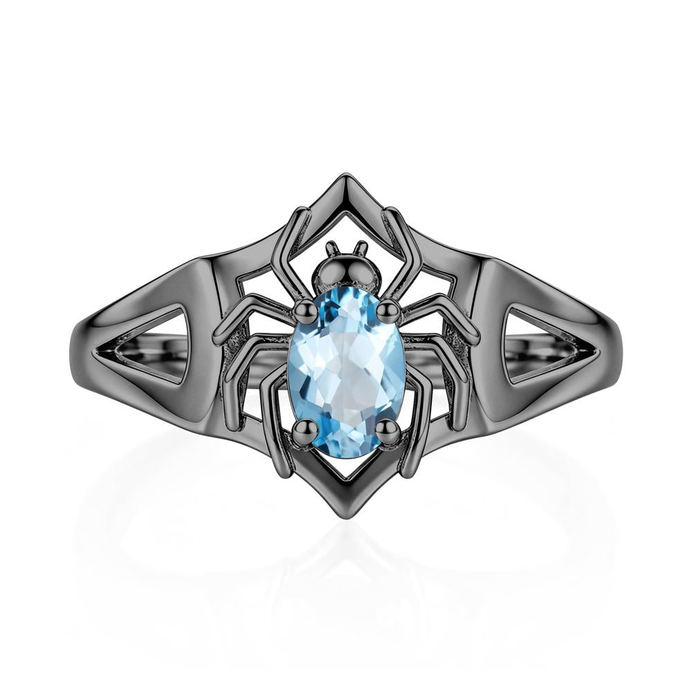 Gothic Rose Quartz Dark Spider Ring - LUO Jewelry #gemstone_Swiss Blue Topaz
