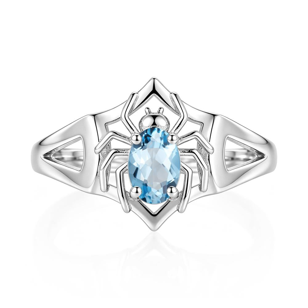 Gothic Rose Quartz Dark Spider Ring - LUO Jewelry #gemstone_Swiss Blue Topaz