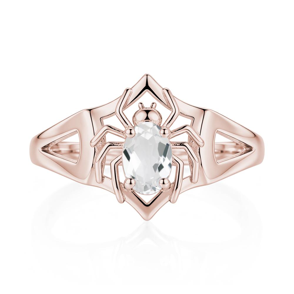 Gothic Rose Quartz Dark Spider Ring - LUO Jewelry #gemstone_White Topaz