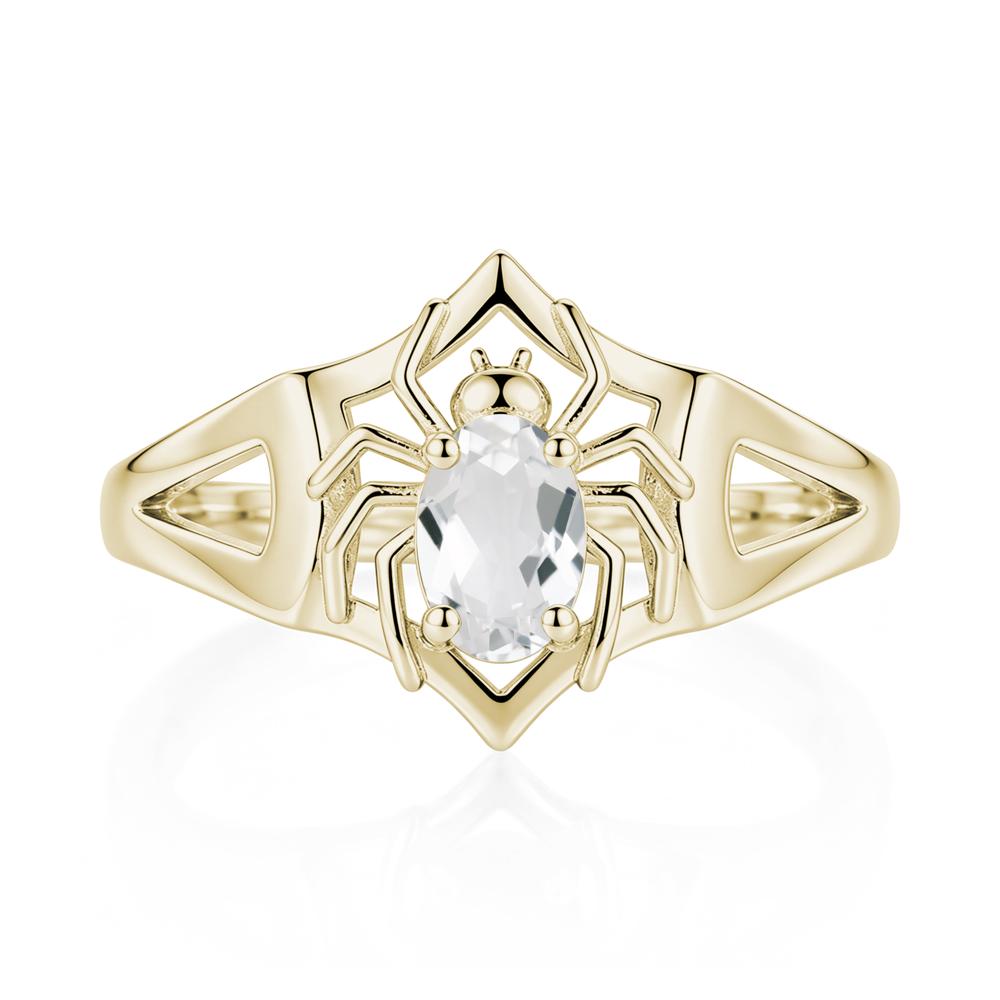 Gothic Rose Quartz Dark Spider Ring - LUO Jewelry #gemstone_White Topaz
