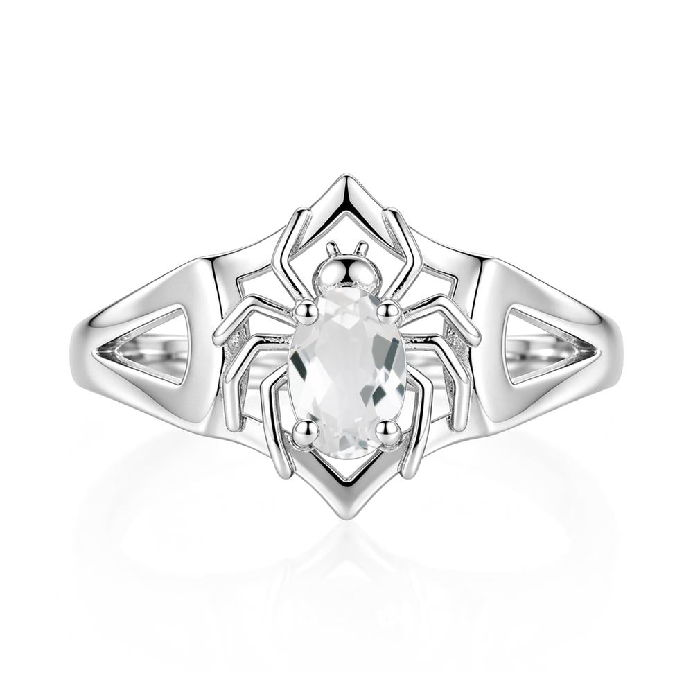 Gothic Rose Quartz Dark Spider Ring - LUO Jewelry #gemstone_White Topaz