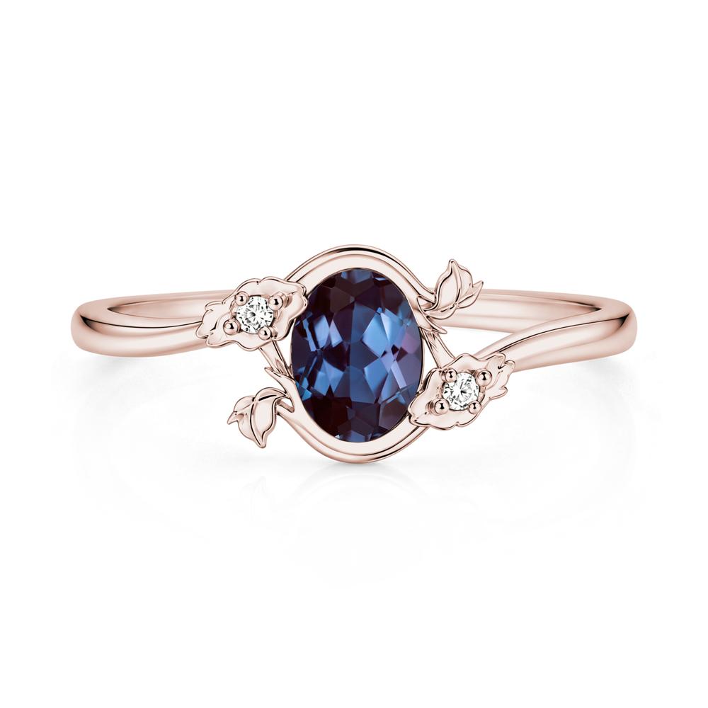 Oval Shaped Garnet Bypass Floral Ring - LUO Jewelry #gemstone_Alexandrite