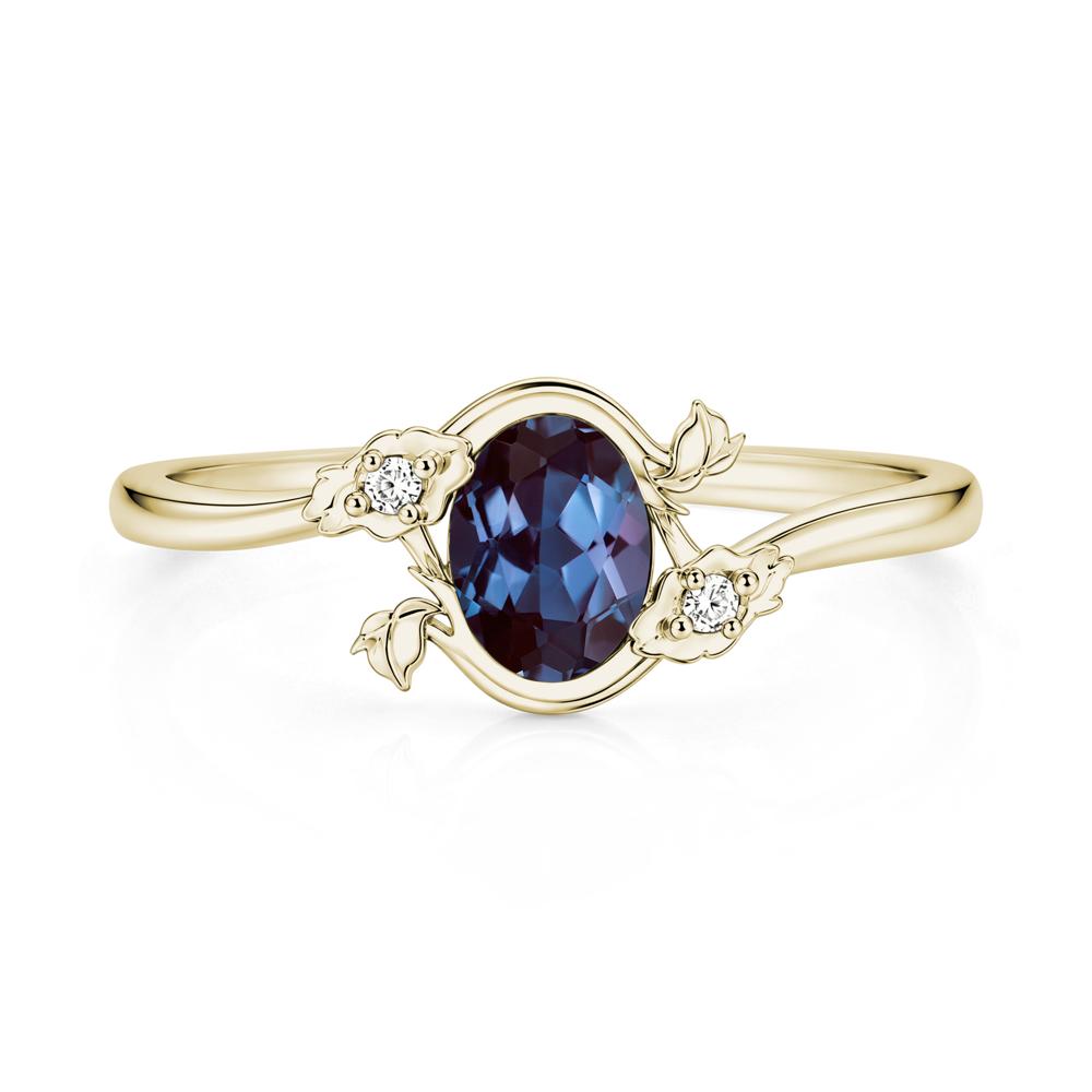 Oval Shaped Garnet Bypass Floral Ring - LUO Jewelry #gemstone_Alexandrite