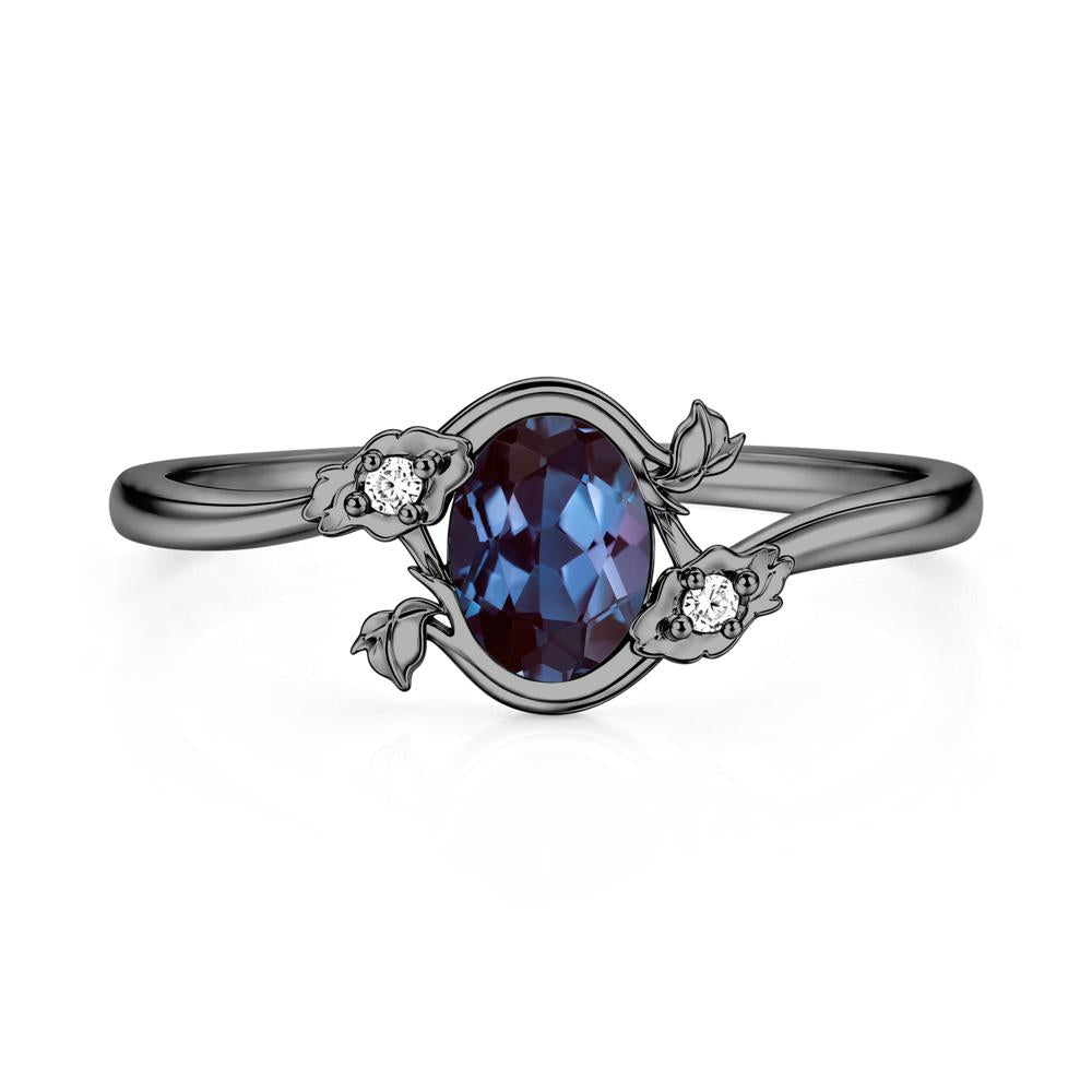 Oval Shaped Garnet Bypass Floral Ring - LUO Jewelry #gemstone_Alexandrite