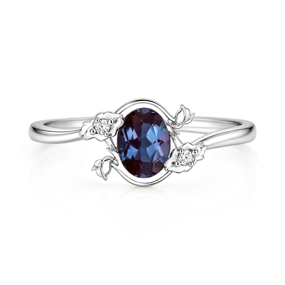 Oval Shaped Garnet Bypass Floral Ring - LUO Jewelry #gemstone_Alexandrite