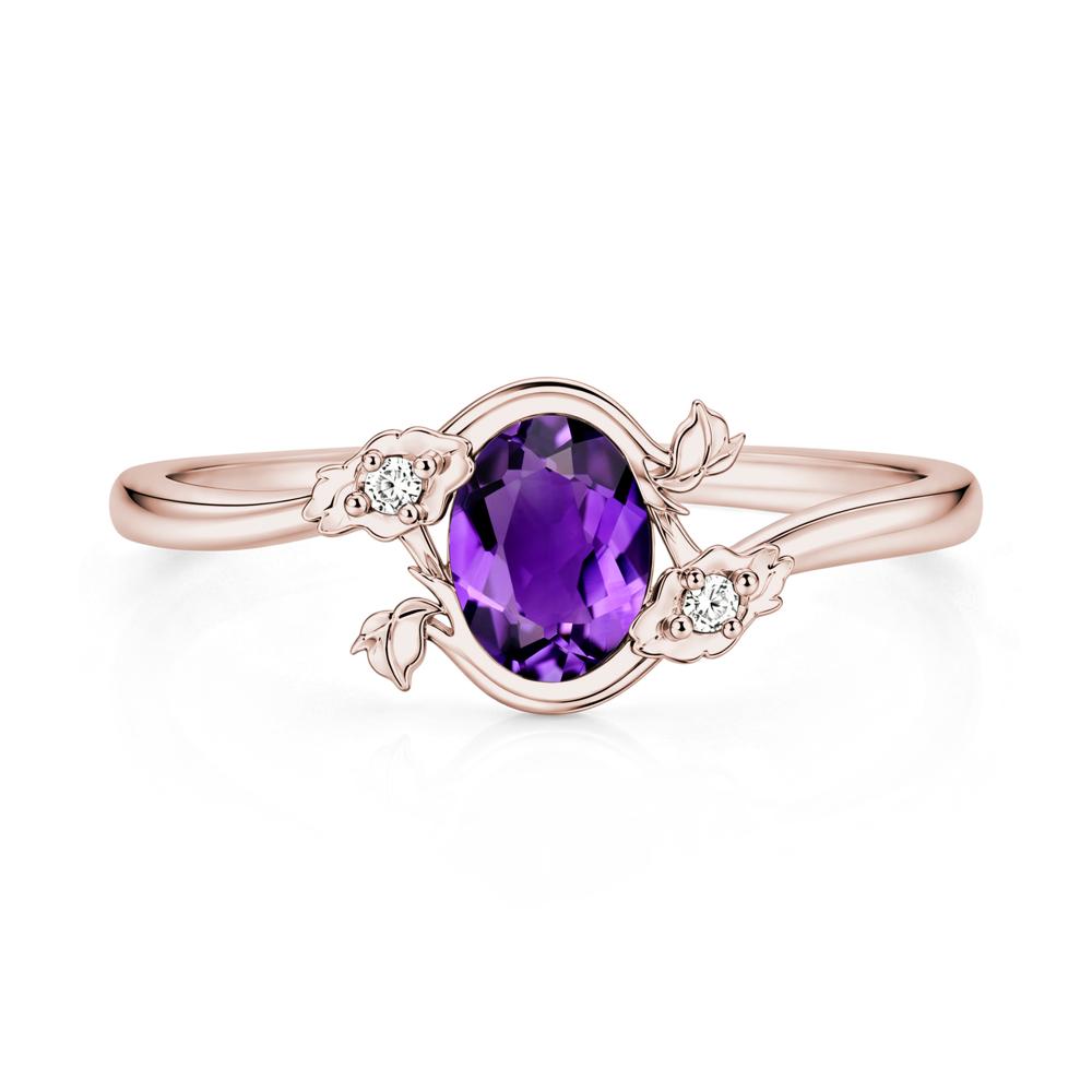 Oval Shaped Garnet Bypass Floral Ring - LUO Jewelry #gemstone_Amethyst