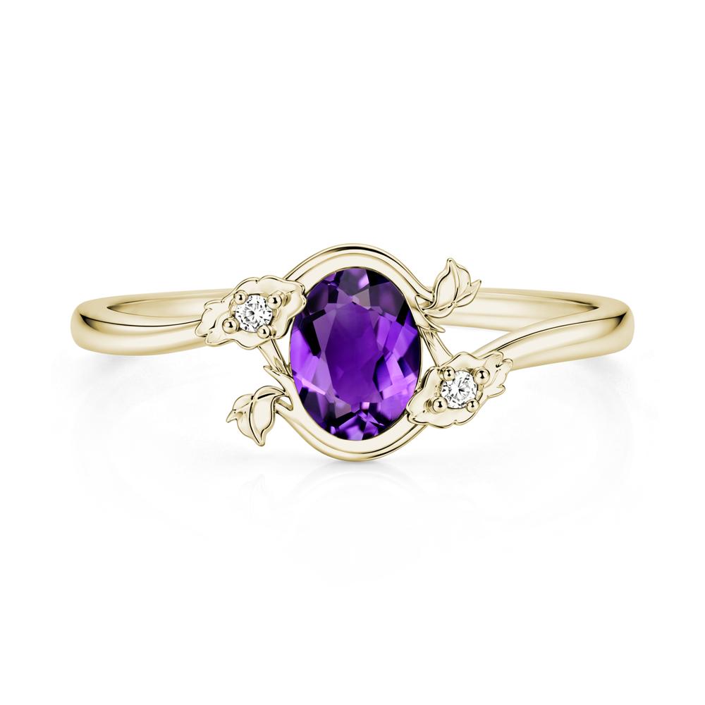 Oval Shaped Garnet Bypass Floral Ring - LUO Jewelry #gemstone_Amethyst