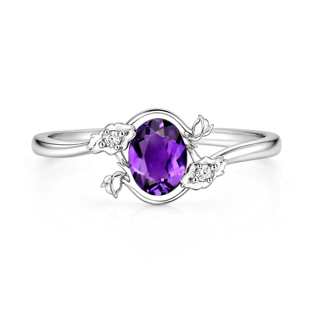 Oval Shaped Garnet Bypass Floral Ring - LUO Jewelry #gemstone_Amethyst