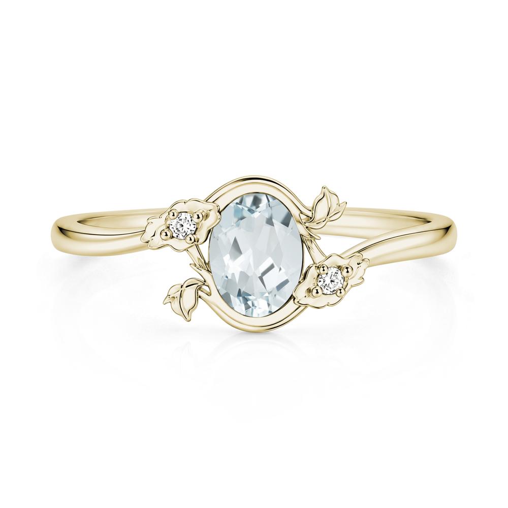 Oval Shaped Garnet Bypass Floral Ring - LUO Jewelry #gemstone_Aquamarine