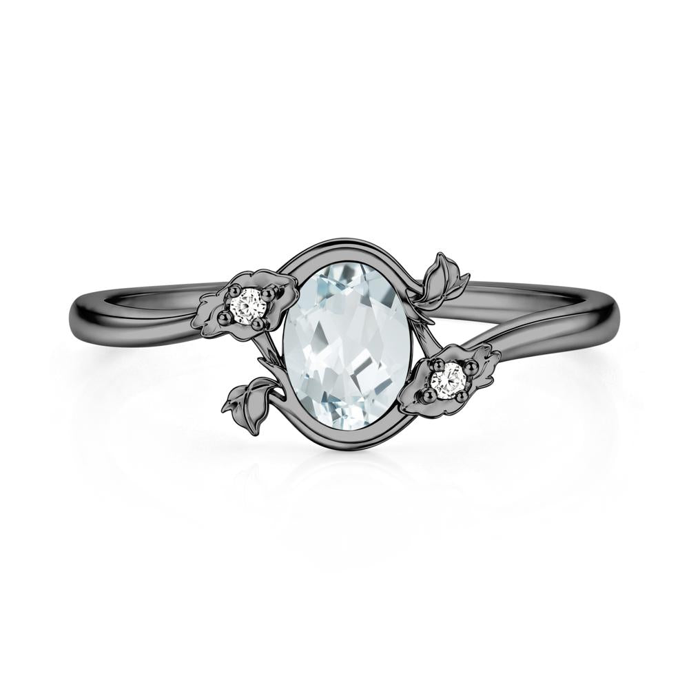 Oval Shaped Garnet Bypass Floral Ring - LUO Jewelry #gemstone_Aquamarine