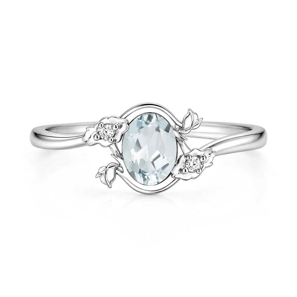 Oval Shaped Garnet Bypass Floral Ring - LUO Jewelry #gemstone_Aquamarine