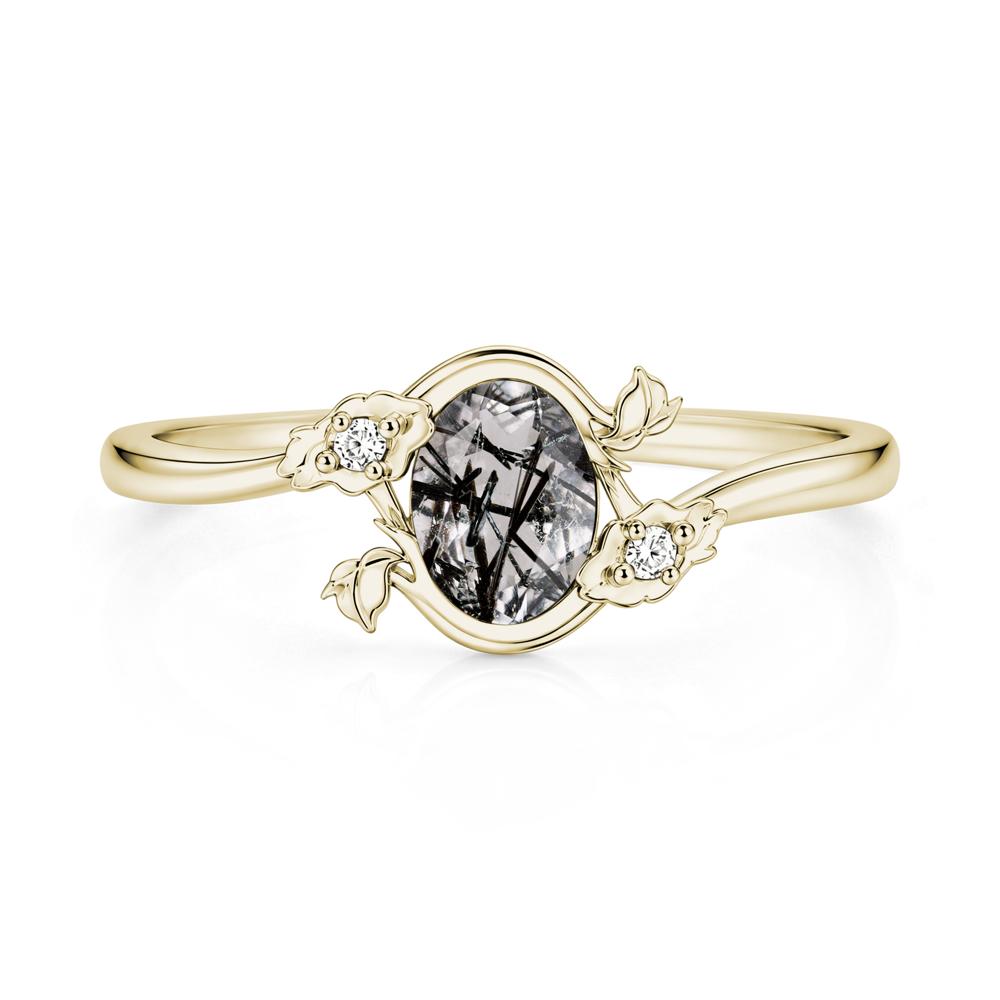 Oval Shaped Garnet Bypass Floral Ring - LUO Jewelry #gemstone_Black Rutilated Quartz