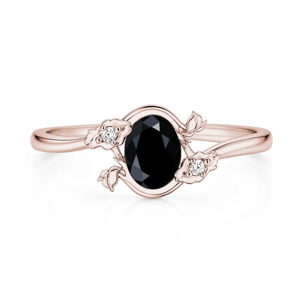 Oval Shaped Garnet Bypass Floral Ring - LUO Jewelry #gemstone_Black Spinel