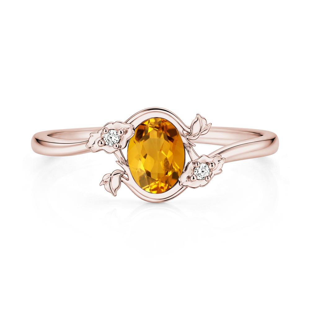 Oval Shaped Garnet Bypass Floral Ring - LUO Jewelry #gemstone_Citrine
