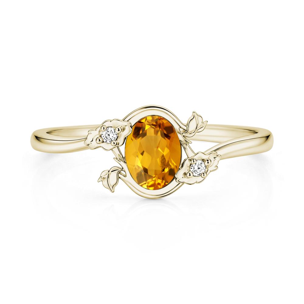 Oval Shaped Garnet Bypass Floral Ring - LUO Jewelry #gemstone_Citrine