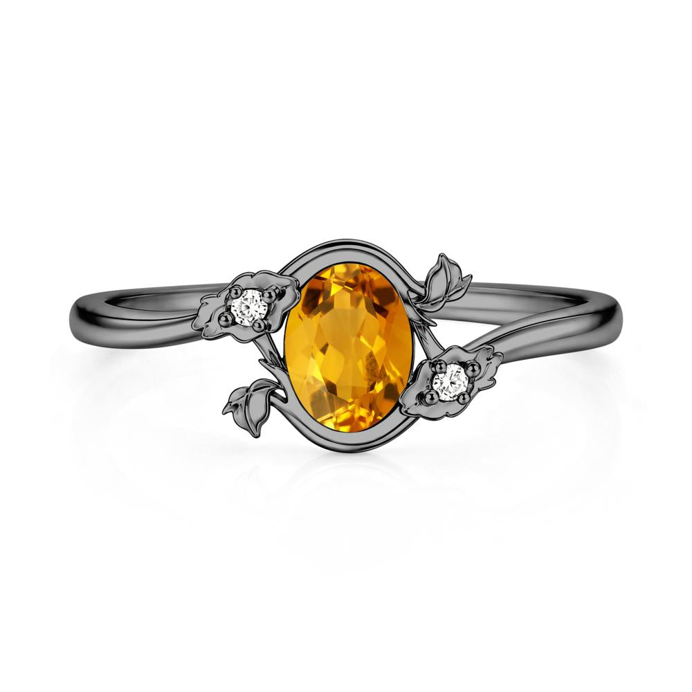 Oval Shaped Garnet Bypass Floral Ring - LUO Jewelry #gemstone_Citrine