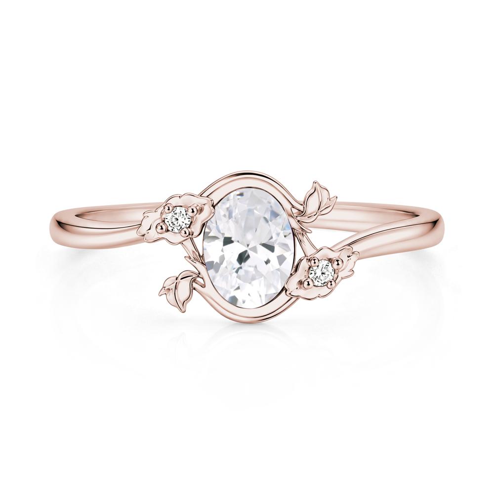 Oval Shaped Garnet Bypass Floral Ring - LUO Jewelry #gemstone_Cubic Zirconia
