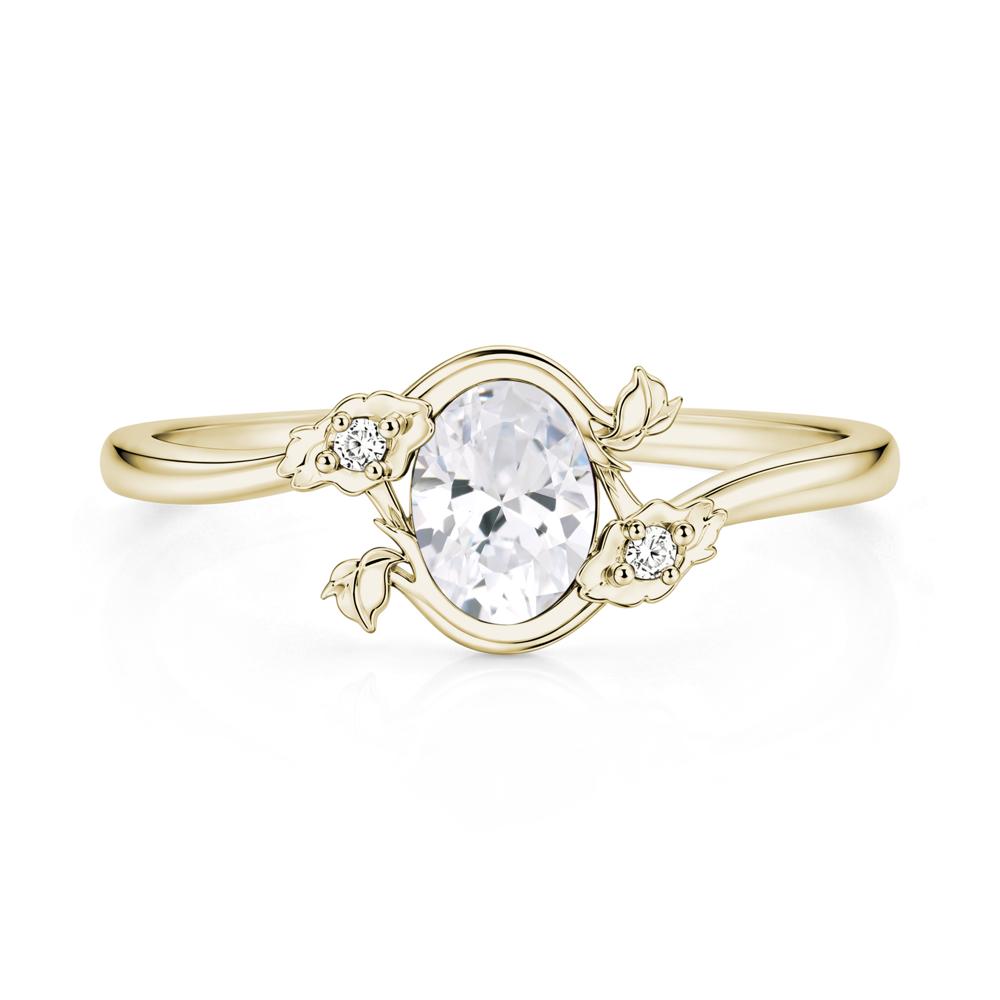 Oval Shaped Garnet Bypass Floral Ring - LUO Jewelry #gemstone_Cubic Zirconia