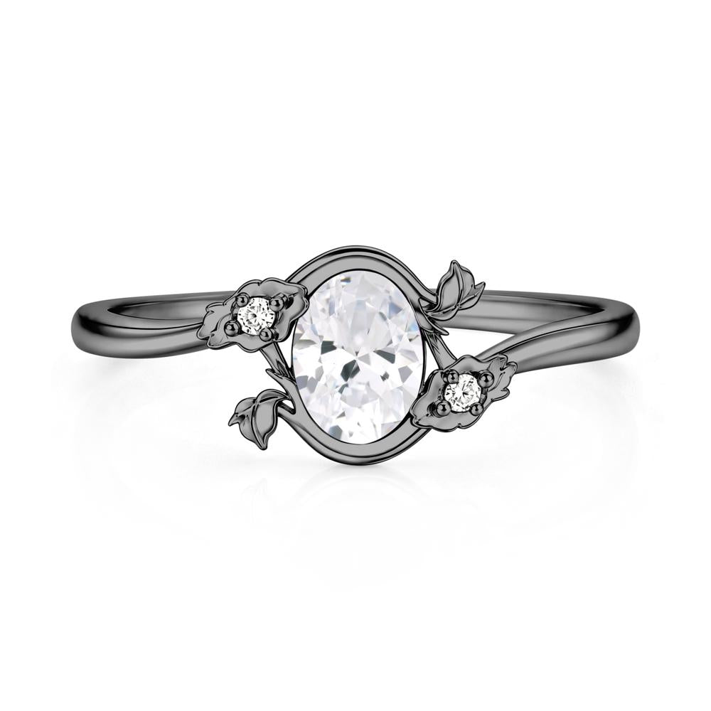 Oval Shaped Garnet Bypass Floral Ring - LUO Jewelry #gemstone_Cubic Zirconia