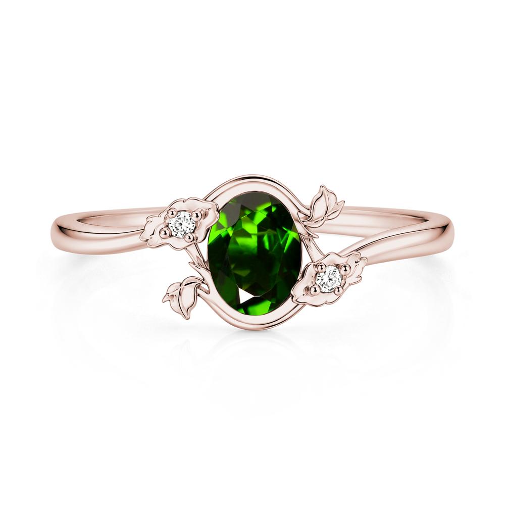 Oval Shaped Garnet Bypass Floral Ring - LUO Jewelry #gemstone_Diopside