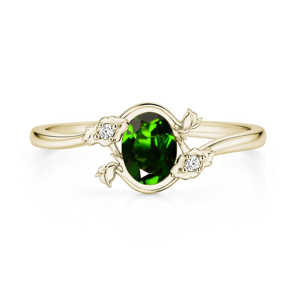 Oval Shaped Garnet Bypass Floral Ring - LUO Jewelry #gemstone_Diopside