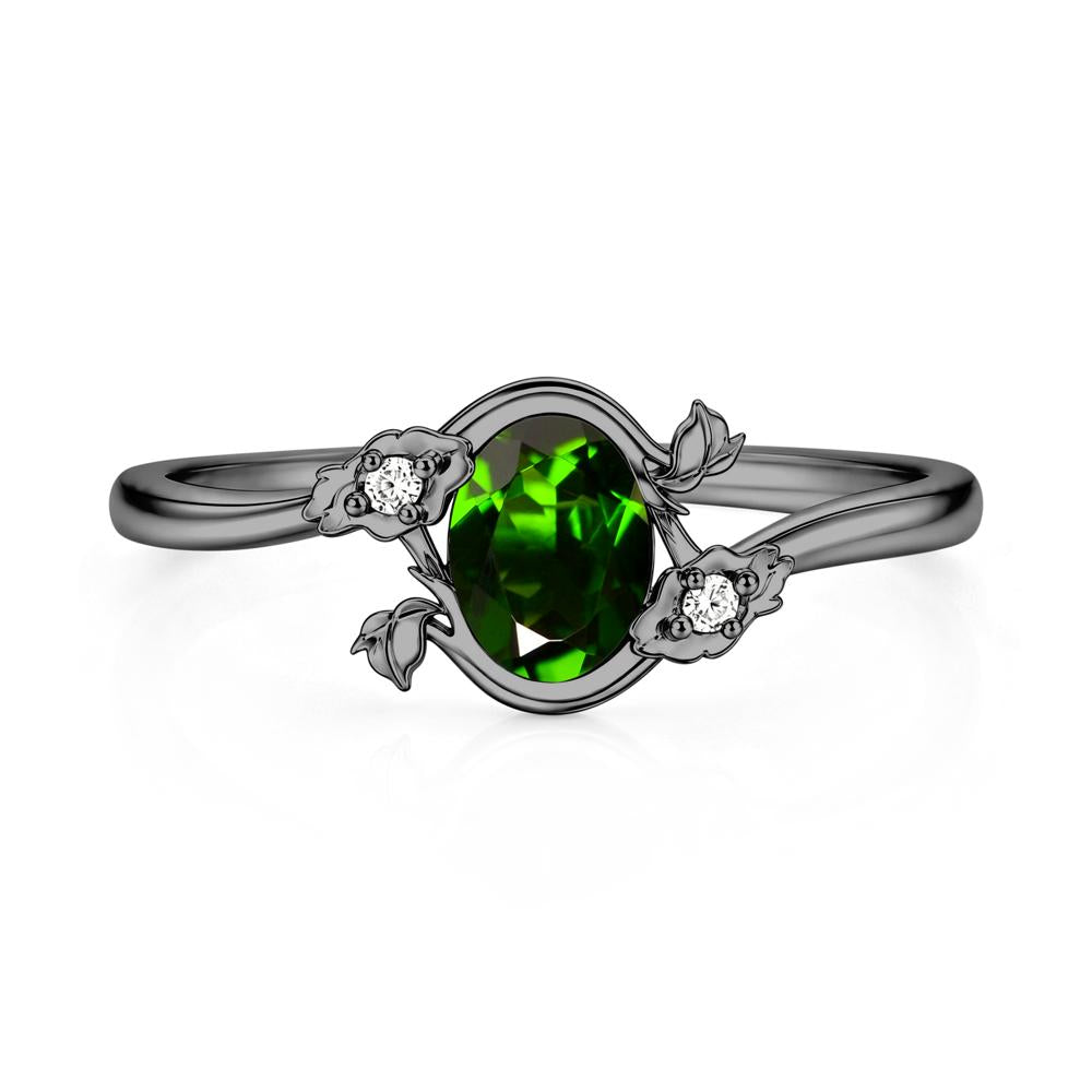Oval Shaped Garnet Bypass Floral Ring - LUO Jewelry #gemstone_Diopside