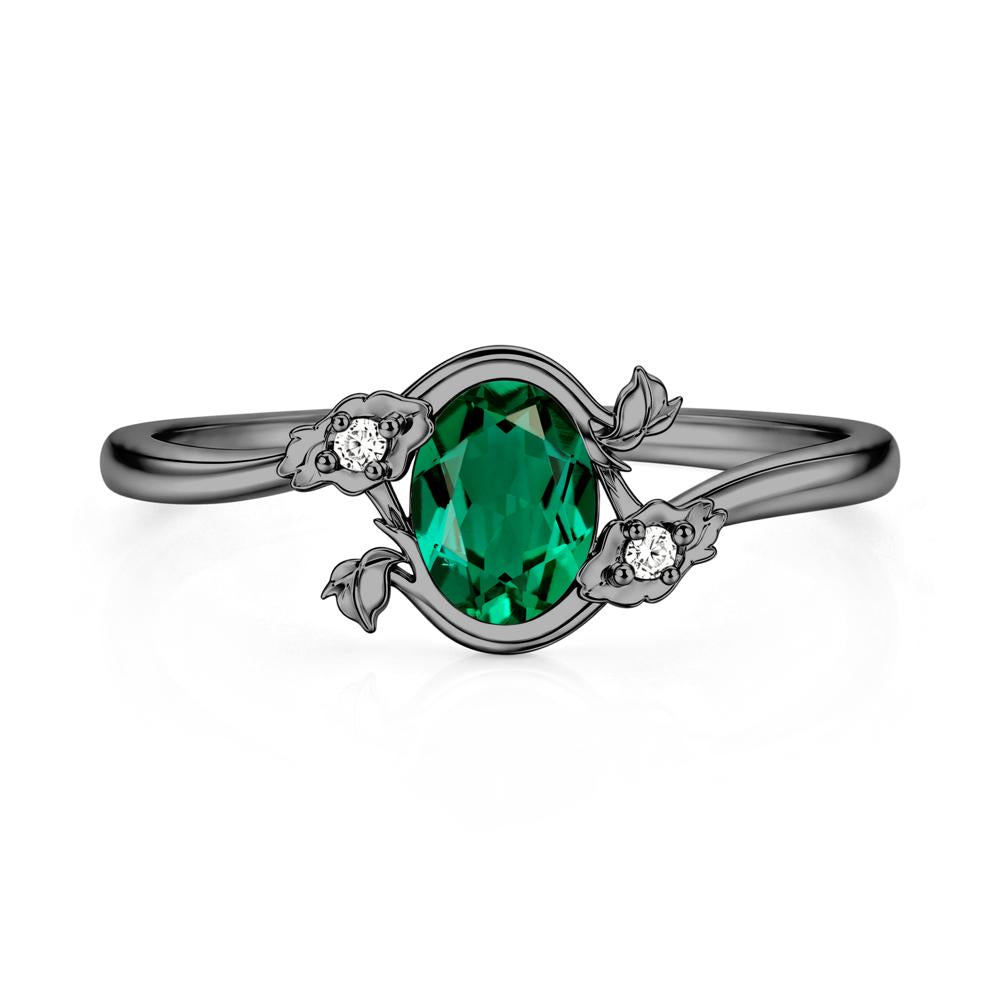 Oval Shaped Garnet Bypass Floral Ring - LUO Jewelry #gemstone_Emerald