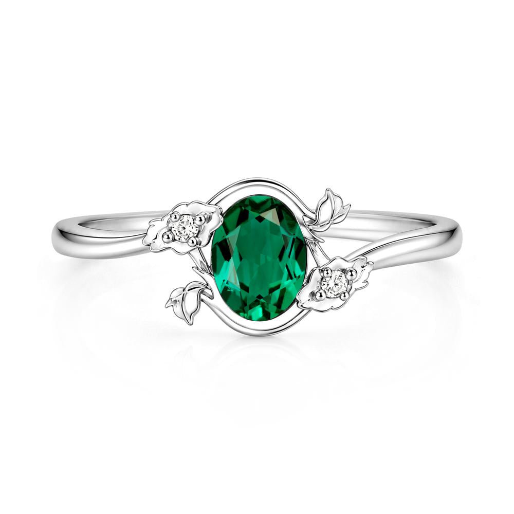 Oval Shaped Garnet Bypass Floral Ring - LUO Jewelry #gemstone_Emerald