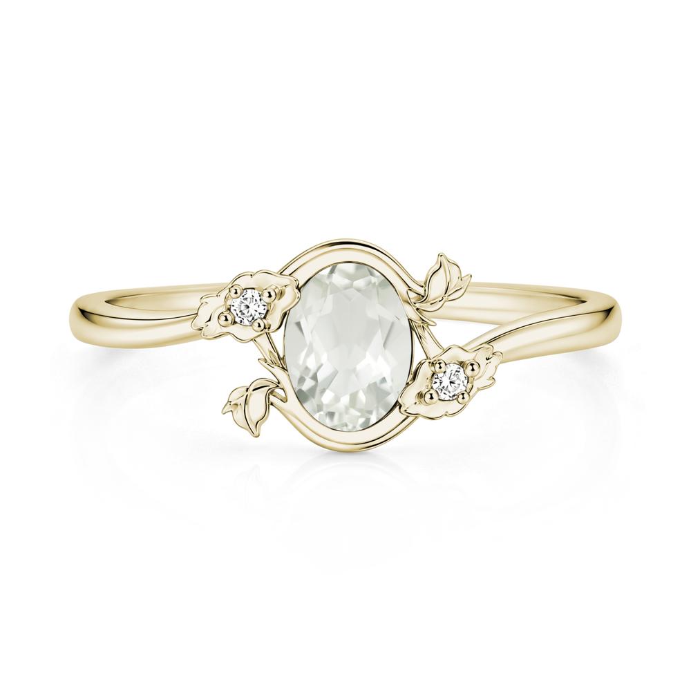 Oval Shaped Garnet Bypass Floral Ring - LUO Jewelry #gemstone_Green Amethyst