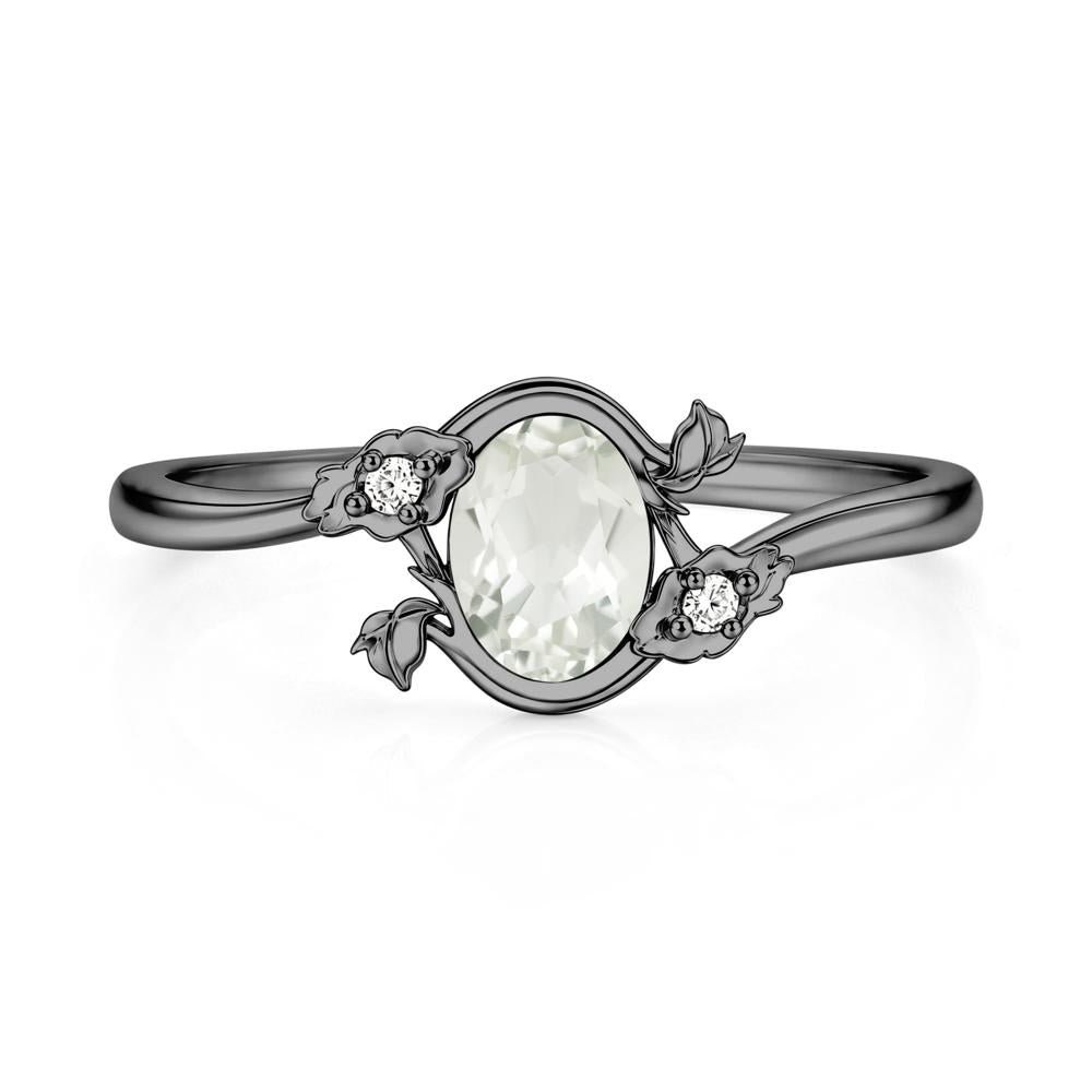 Oval Shaped Garnet Bypass Floral Ring - LUO Jewelry #gemstone_Green Amethyst