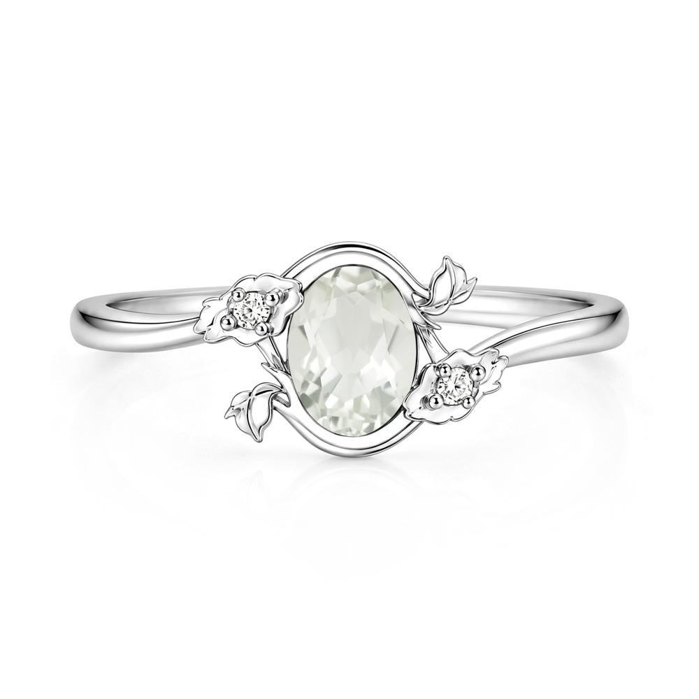 Oval Shaped Garnet Bypass Floral Ring - LUO Jewelry #gemstone_Green Amethyst