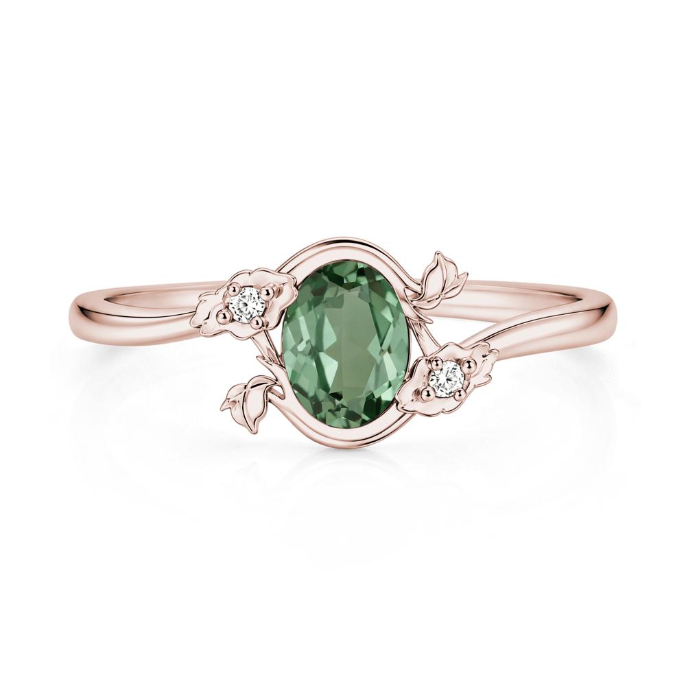Oval Shaped Garnet Bypass Floral Ring - LUO Jewelry #gemstone_Green Sapphire