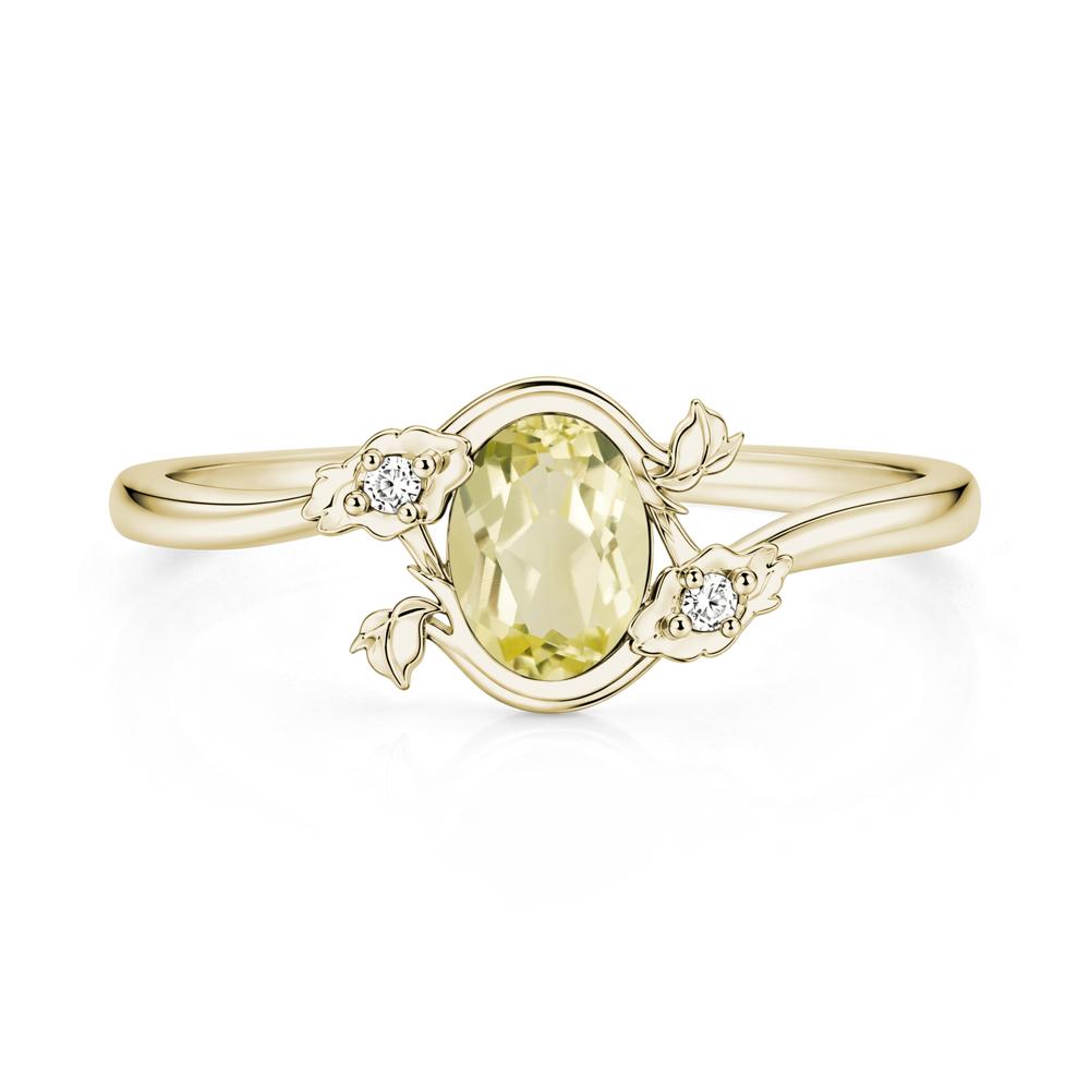 Oval Shaped Garnet Bypass Floral Ring - LUO Jewelry #gemstone_Lemon Quartz