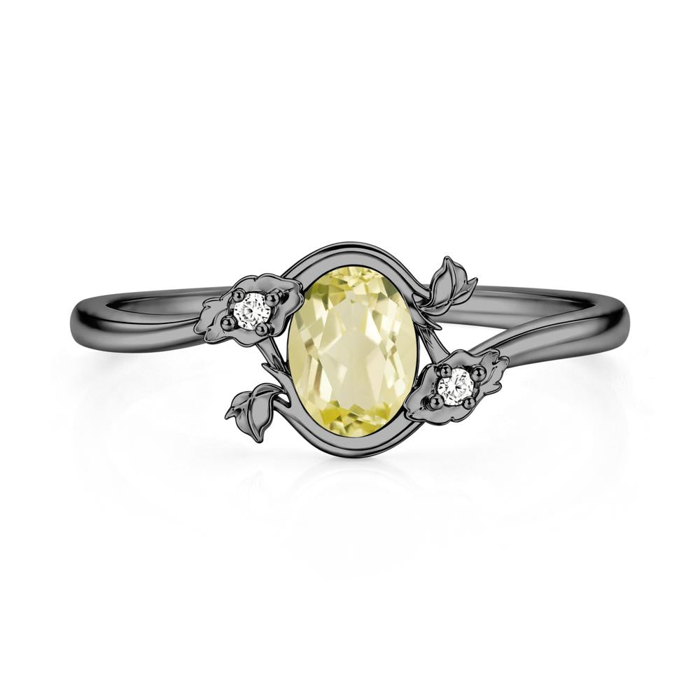 Oval Shaped Garnet Bypass Floral Ring - LUO Jewelry #gemstone_Lemon Quartz