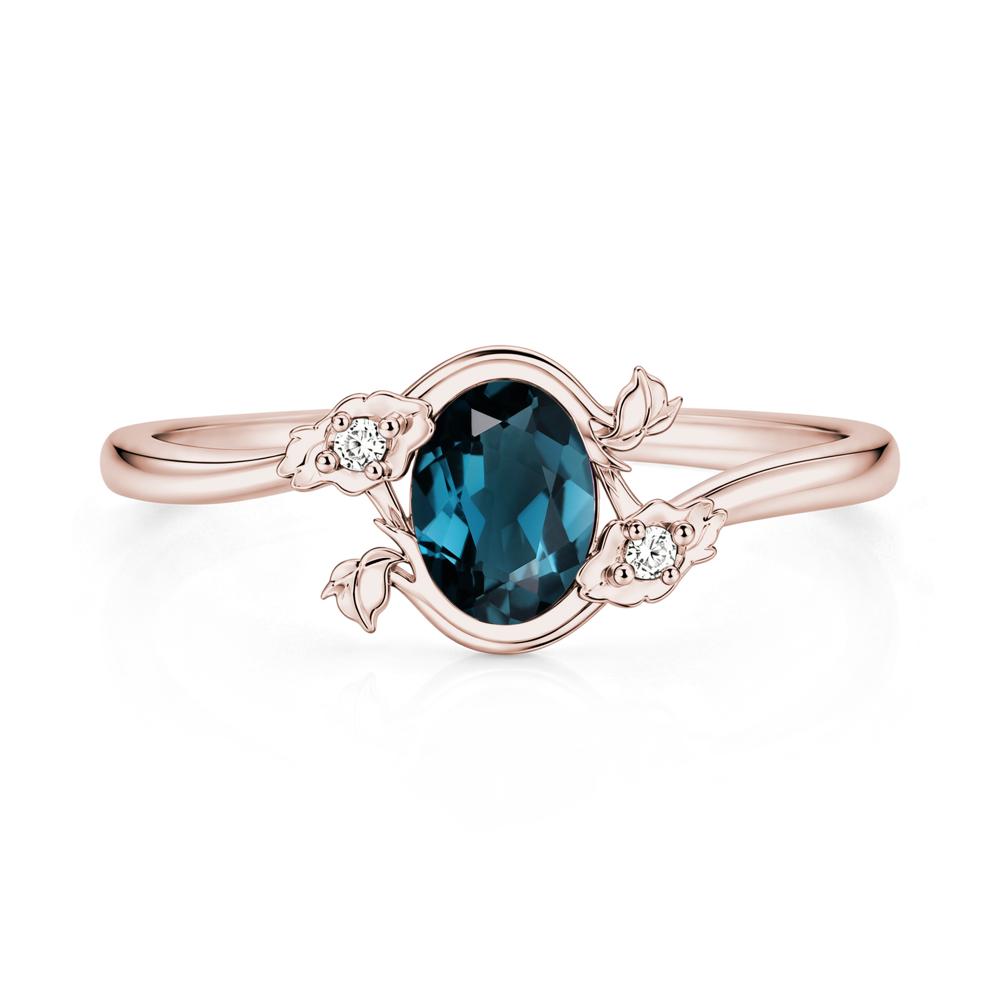 Oval Shaped Garnet Bypass Floral Ring - LUO Jewelry #gemstone_London Blue Topaz