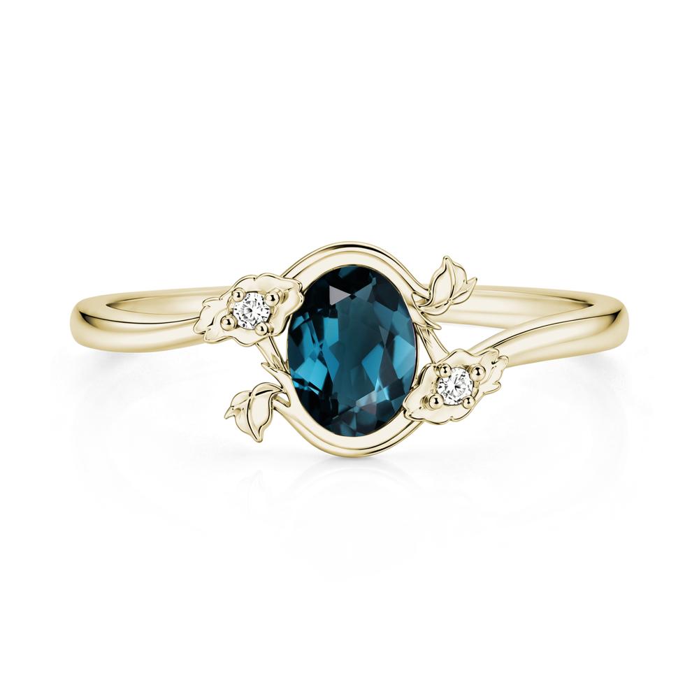 Oval Shaped Garnet Bypass Floral Ring - LUO Jewelry #gemstone_London Blue Topaz
