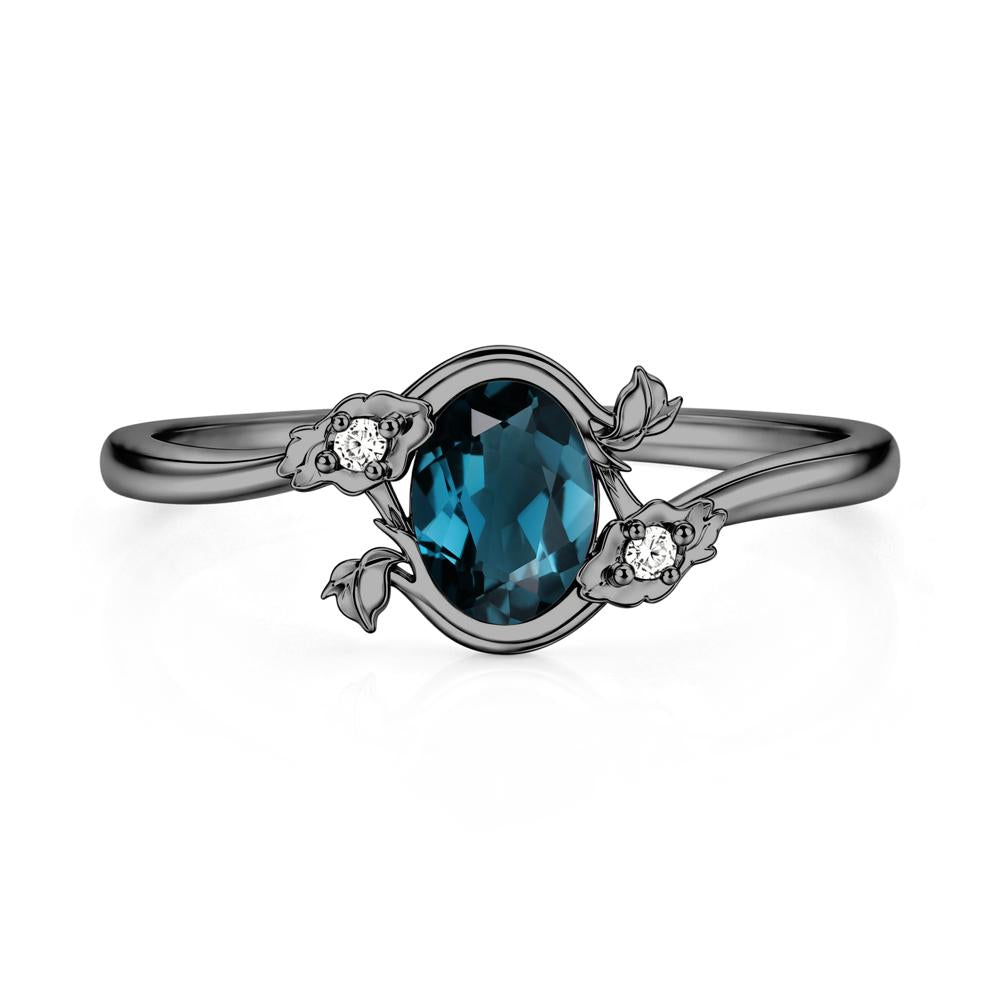 Oval Shaped Garnet Bypass Floral Ring - LUO Jewelry #gemstone_London Blue Topaz