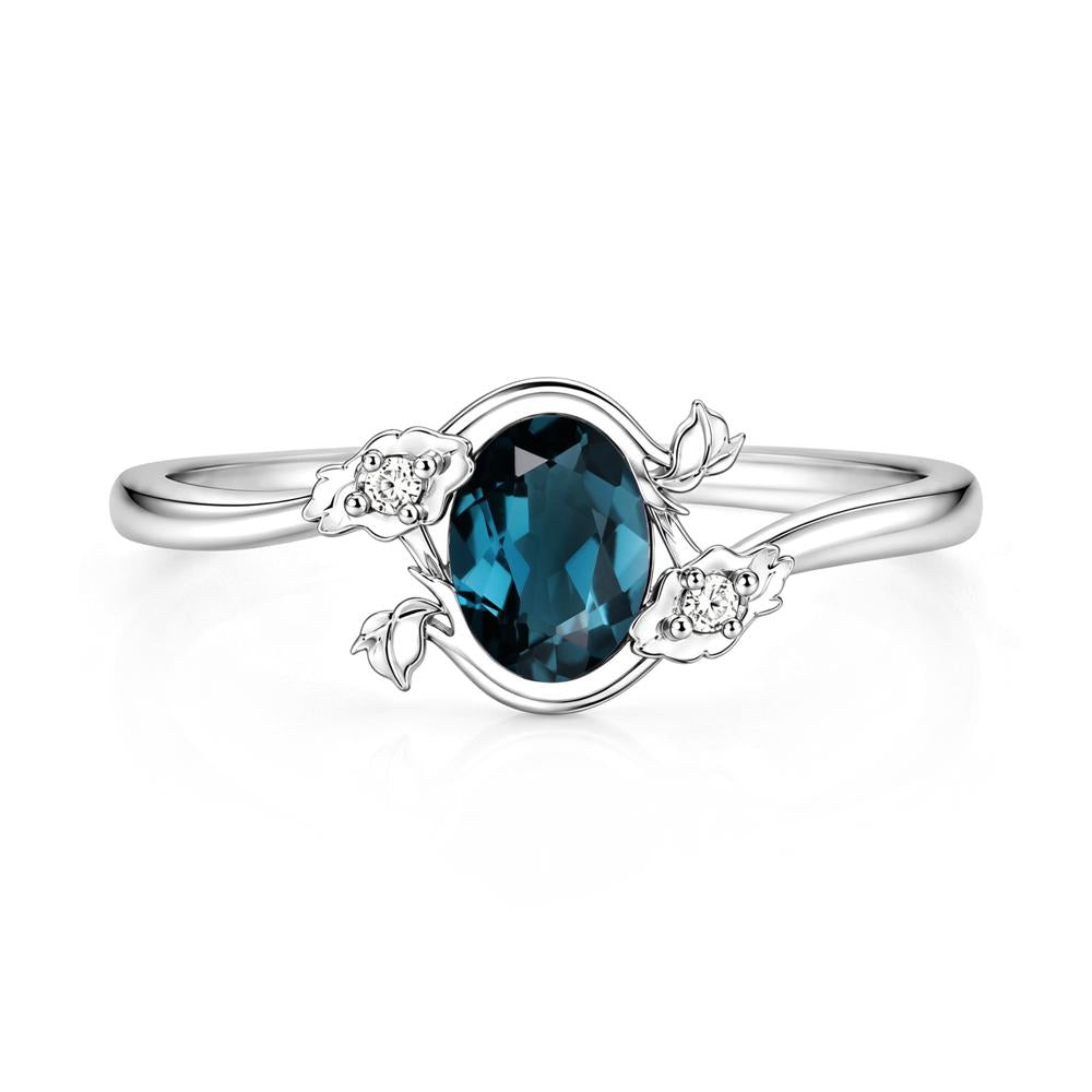 Oval Shaped Garnet Bypass Floral Ring - LUO Jewelry #gemstone_London Blue Topaz