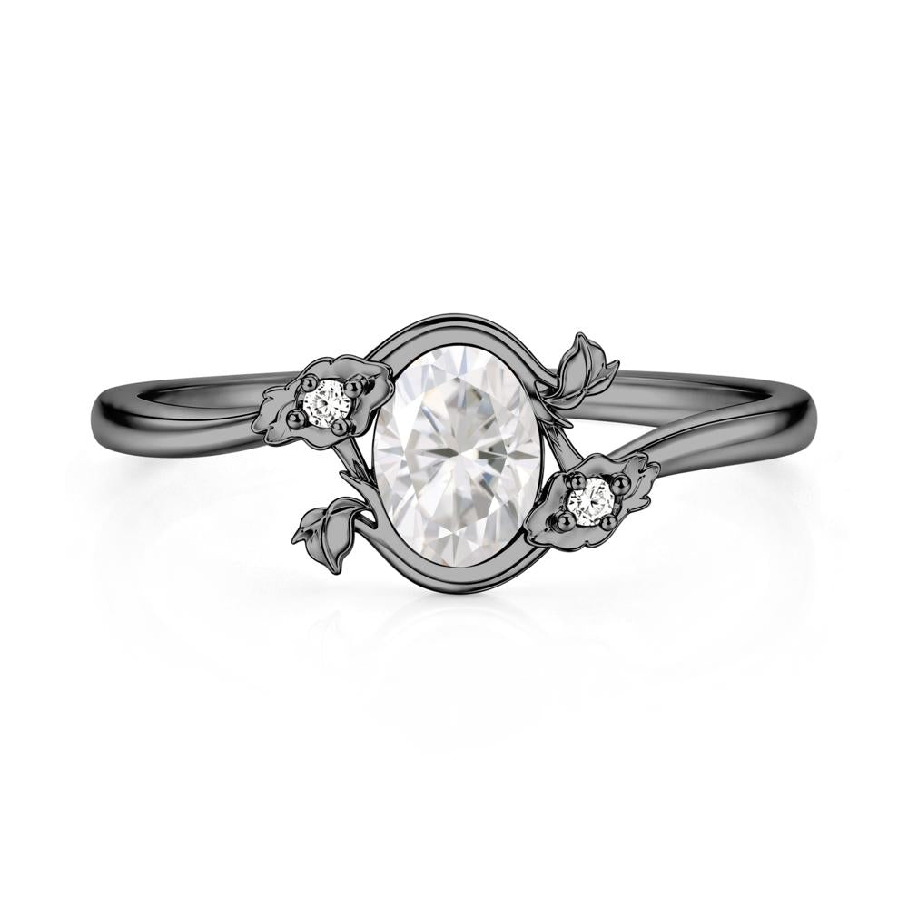 Oval Shaped Garnet Bypass Floral Ring - LUO Jewelry #gemstone_Moissanite