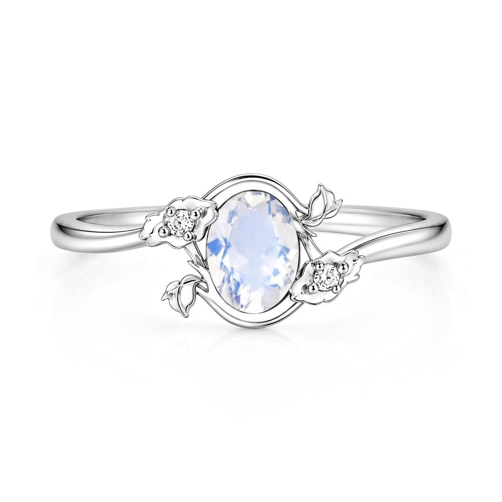 Oval Shaped Garnet Bypass Floral Ring - LUO Jewelry #gemstone_Moonstone