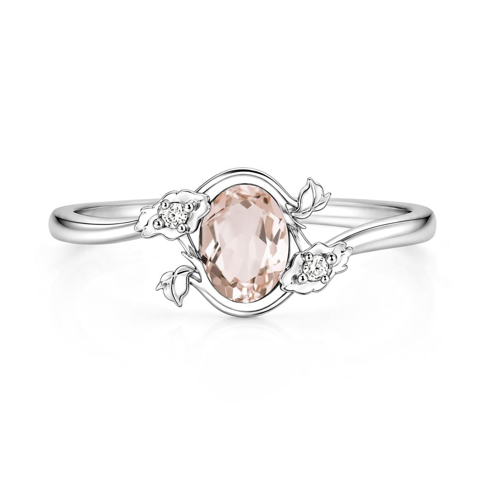 Oval Shaped Garnet Bypass Floral Ring - LUO Jewelry #gemstone_Morganite