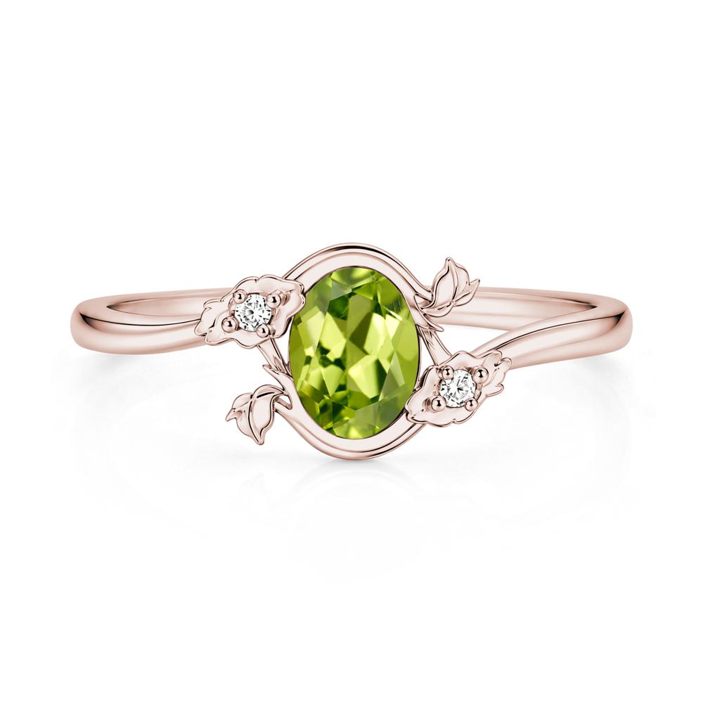 Oval Shaped Garnet Bypass Floral Ring - LUO Jewelry #gemstone_Peridot