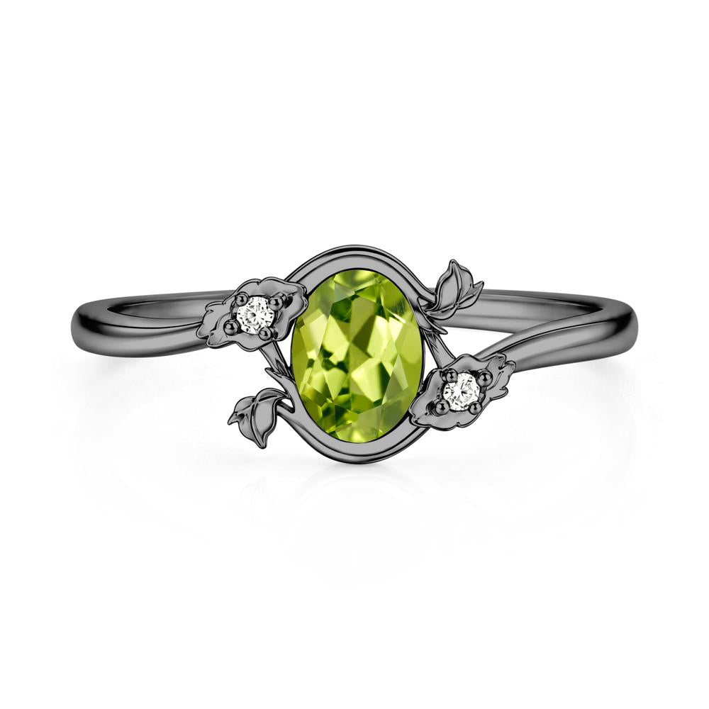 Oval Shaped Garnet Bypass Floral Ring - LUO Jewelry #gemstone_Peridot